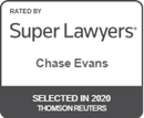 Rated By Super Lawyers | Chase Evans | Selected in 2020 | Thomson Reuters